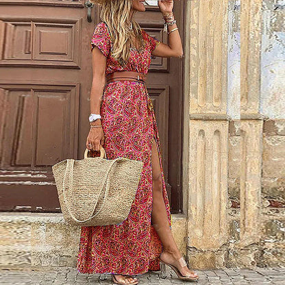 Justine – Floral Women's Maxi Dress with Slit